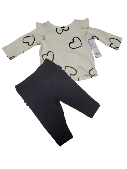 Children's outfit with long-sleeve top and pants on a white background