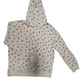 Beige hoodie with colorful floral pattern on a white background
