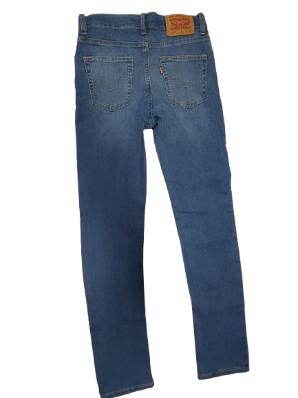 Blue jeans with Levi's logo on a white background