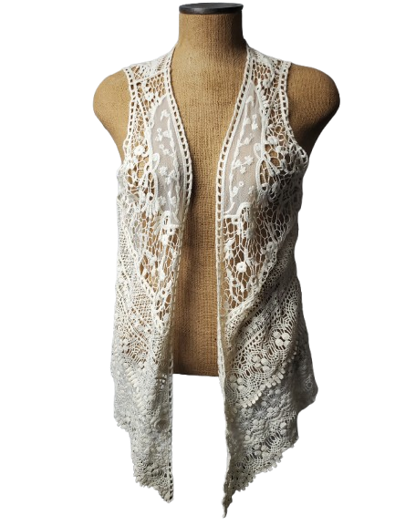 Lace vest on a mannequin against a white background