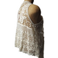 beige crochet top on a mannequin against a white background