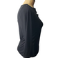 Black long-sleeve top on a mannequin with a white background