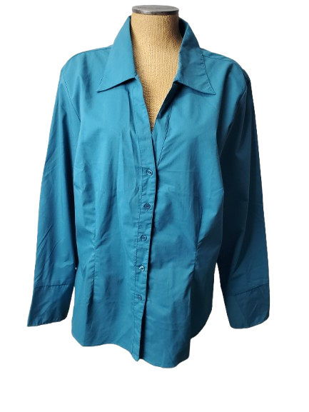 Blue shirt on a mannequin against a white background