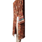 Brown floral kimono on a mannequin against a white background
