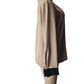 Beige dress with black accents on a white background