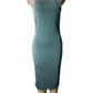 Green sleeveless dress on a mannequin against a white background