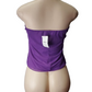 Purple strapless top on a mannequin with a white background