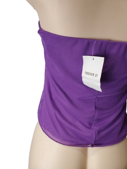 Purple top with a 'Forever 21' tag on a white background