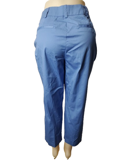 Blue capri pants on a mannequin against a white background
