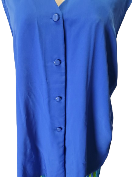 Blue button-up shirt on a white background