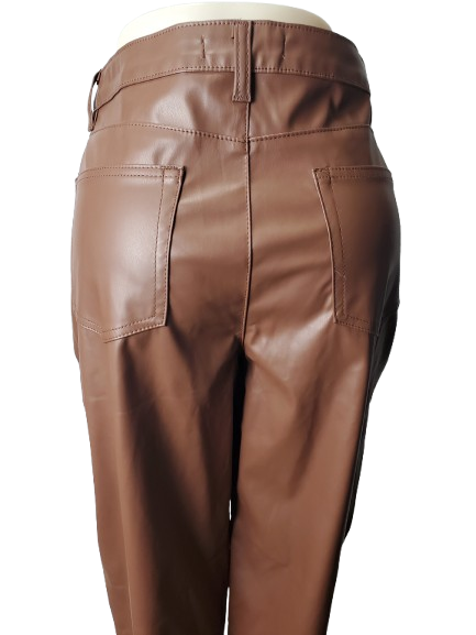 Brown leather pants on a white background