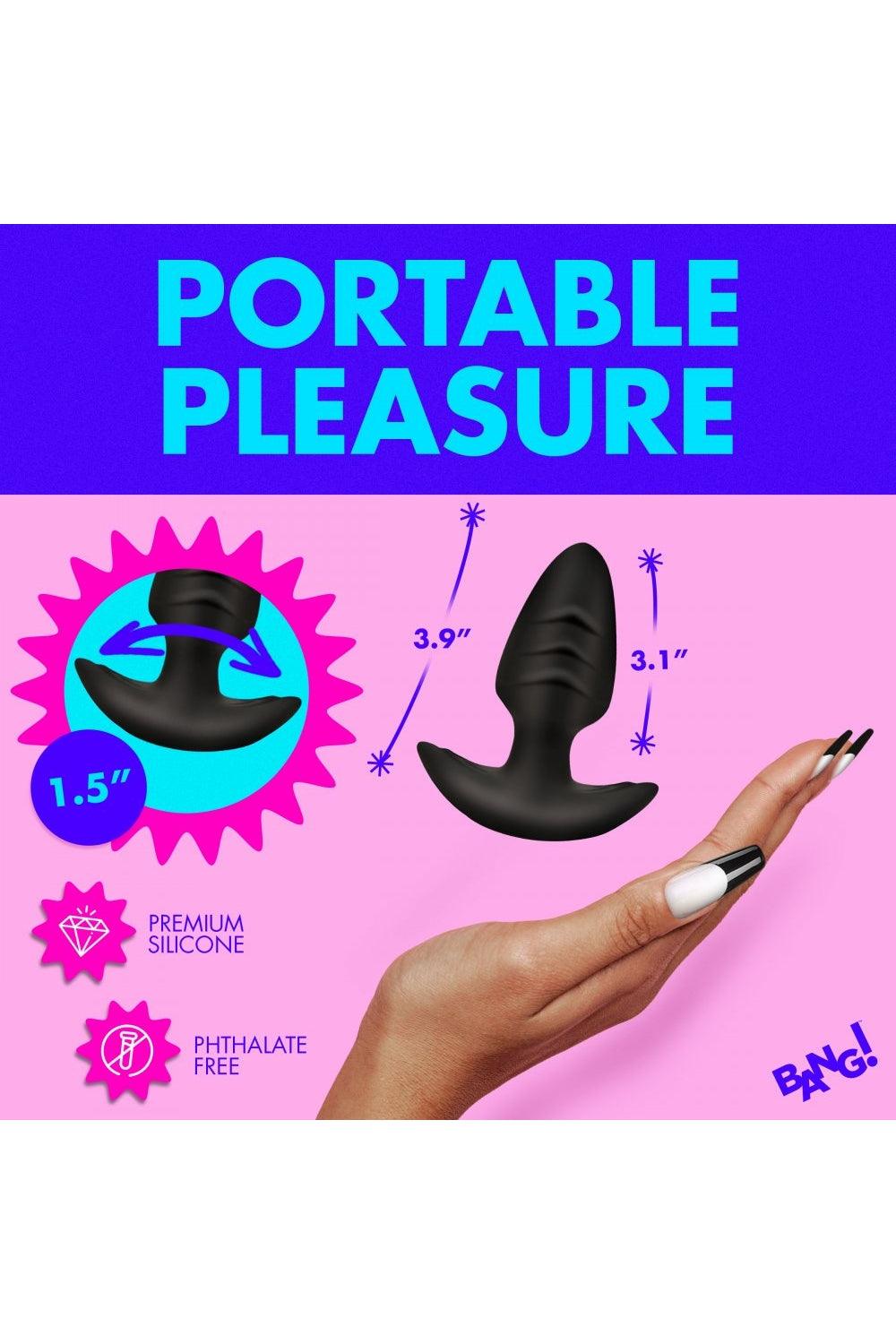 Rotating and Vibrating Silicone Butt Plug - Black