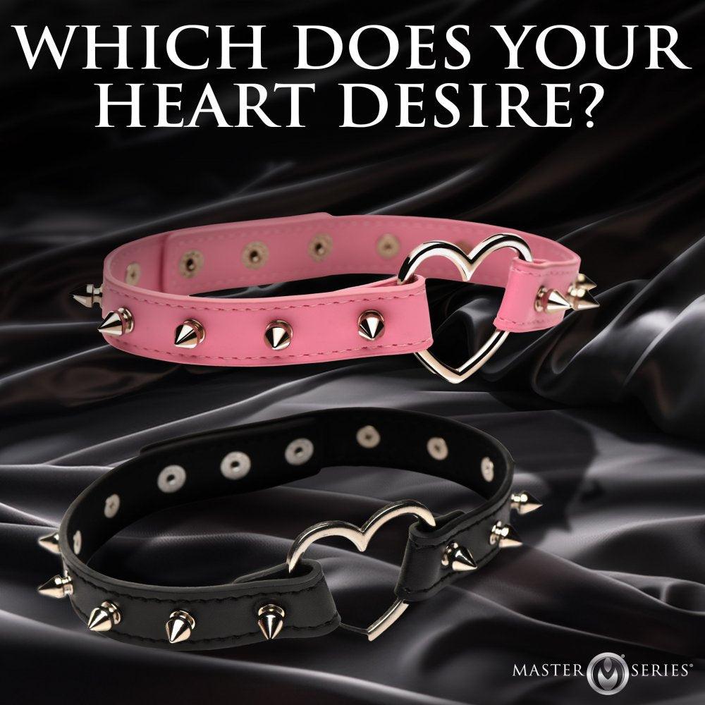 Spiked Heart Choker - Black and Pink