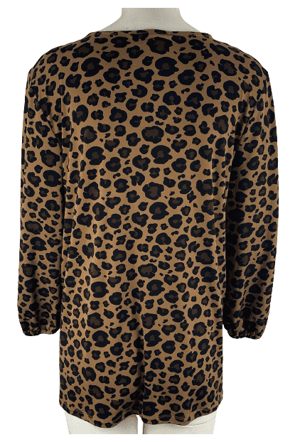 Carmen Marc Valvo women's brown leopard print blouse size L - Solé Resale Boutique thrift