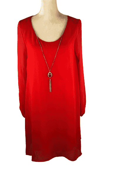 Tacera women's red dress with attached necklace size S