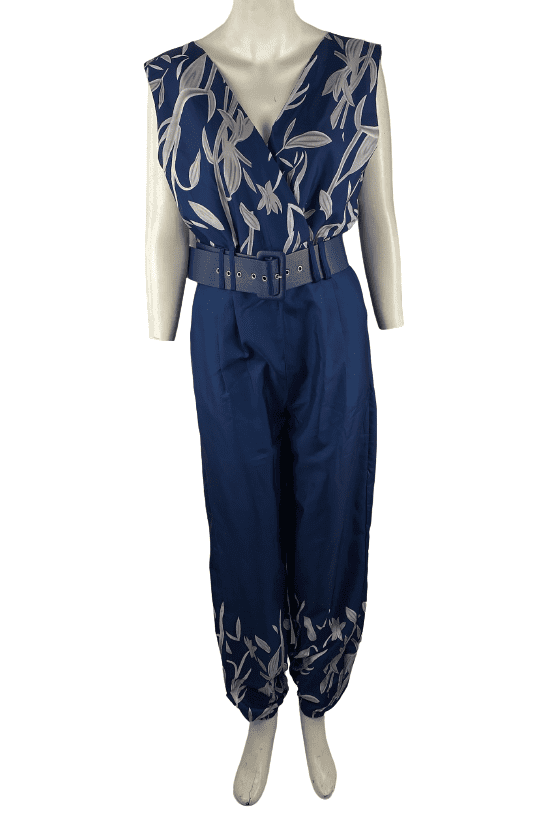 Unbranded women's blue floral jumpsuit size XL - Solé Resale Boutique thrift