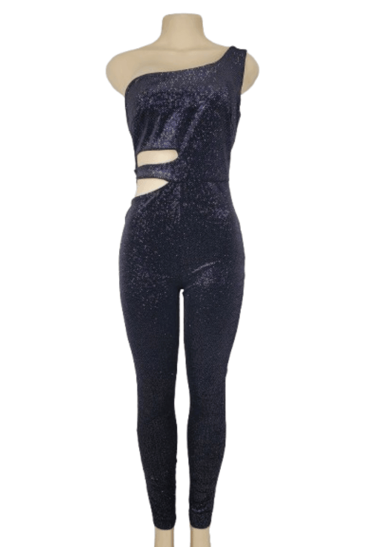 Windsor women's navy one shoulder jumpsuit size M