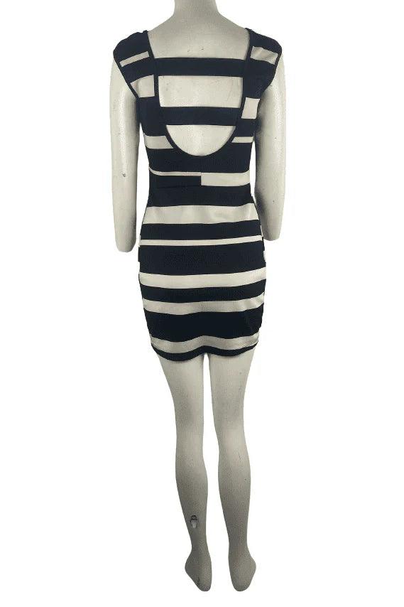 Akira women's black and white fitted dress size L