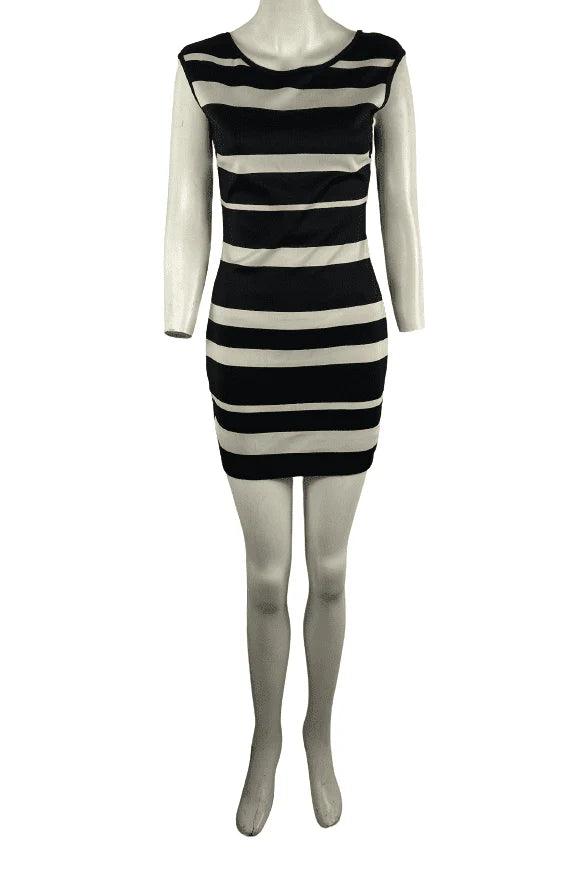 Akira women's black and white fitted dress size L