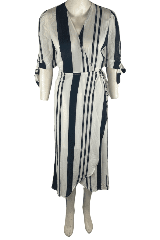 Executive Ponies women's blue and white long wrap dress size 12 - Solé Resale Boutique thrift