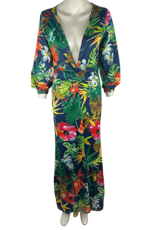 Fashionable women's multicolor floral maxi dress size 16 - Solé Resale Boutique thrift