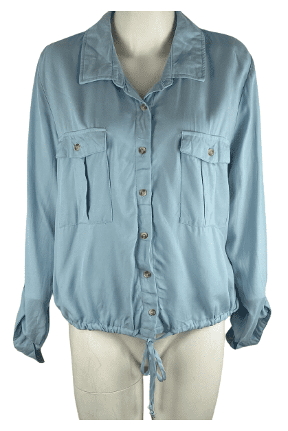 No Boundaries women's, juniors blue button down shirt size XXL (19) - Solé Resale Boutique thrift