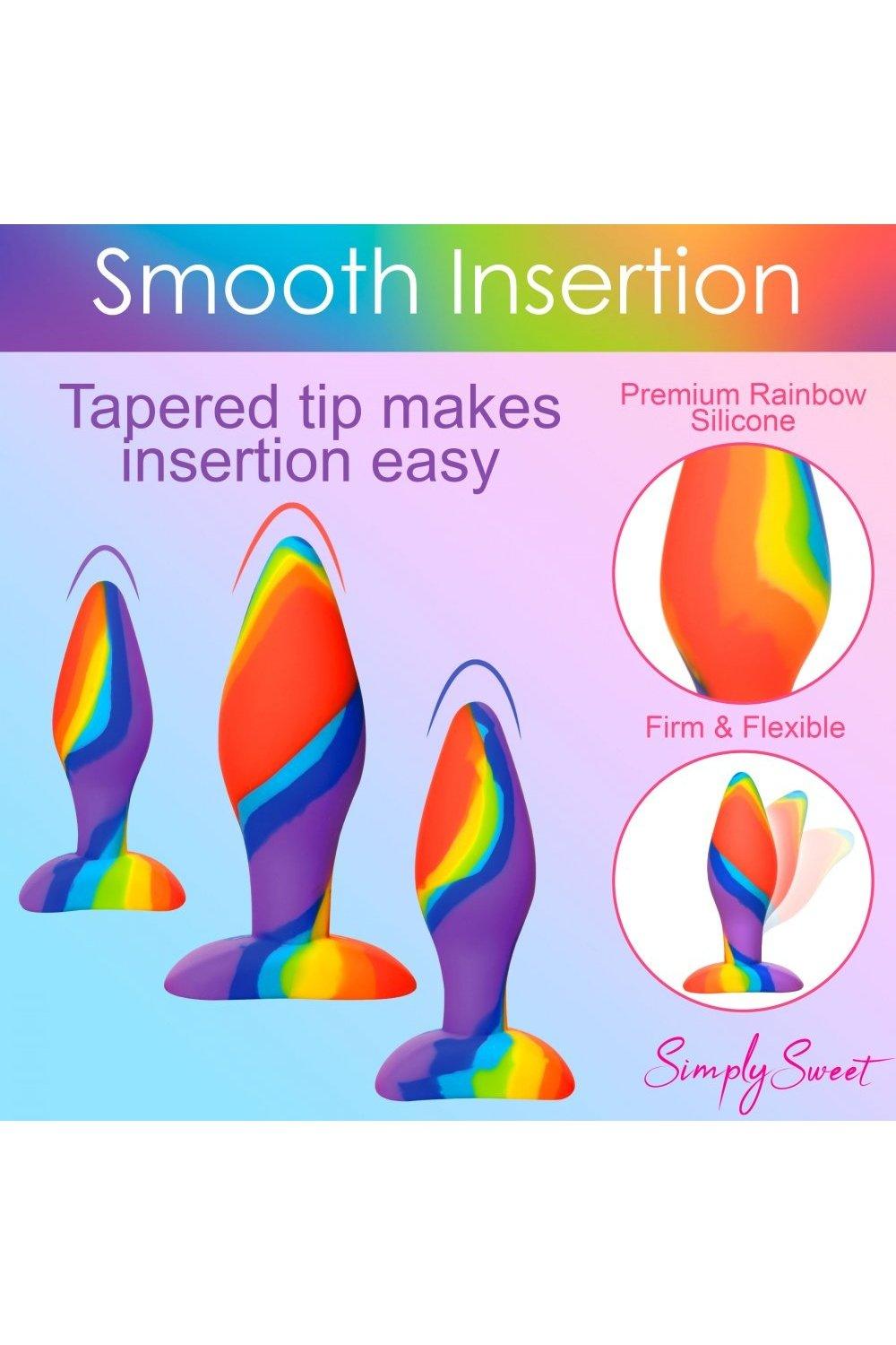 3 Piece Rainbow Silicone Butt Plug Set - Solé Resale Boutique thrift