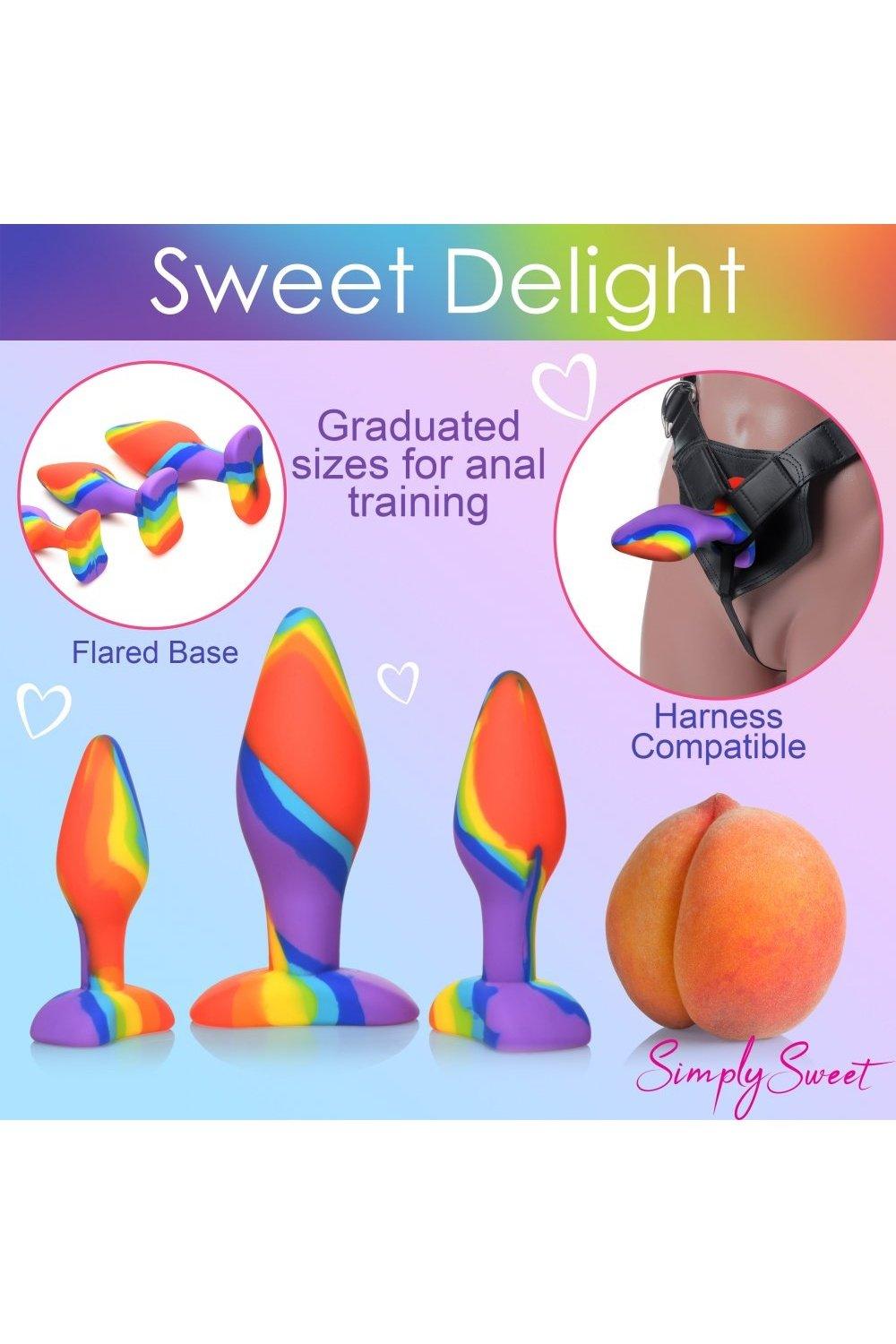 3 Piece Rainbow Silicone Butt Plug Set - Solé Resale Boutique thrift