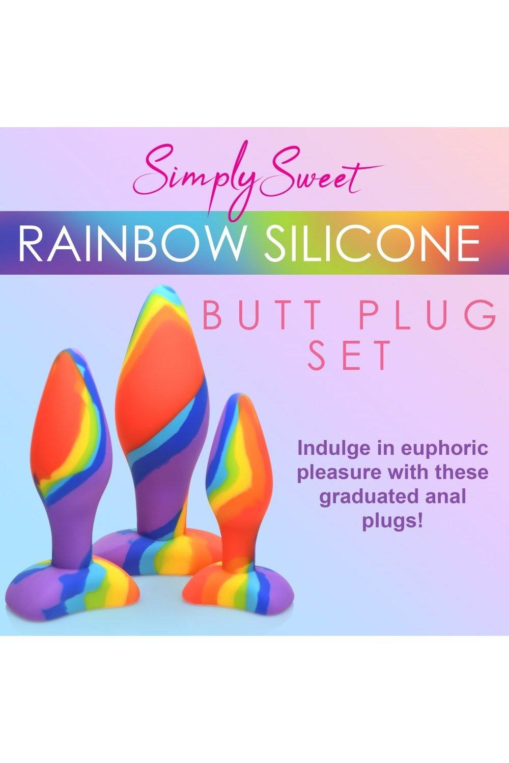 3 Piece Rainbow Silicone Butt Plug Set - Solé Resale Boutique thrift