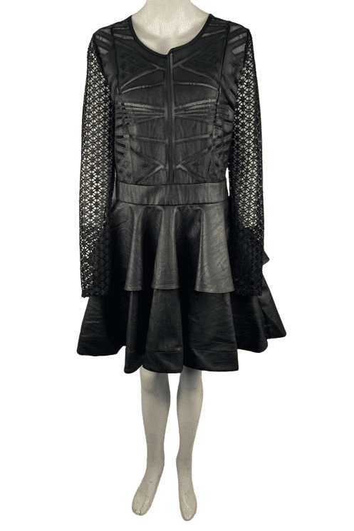 Unbranded women's black PU and lace dress size L - Solé Resale Boutique thrift