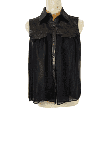 used Casting black sheer blouse sz M