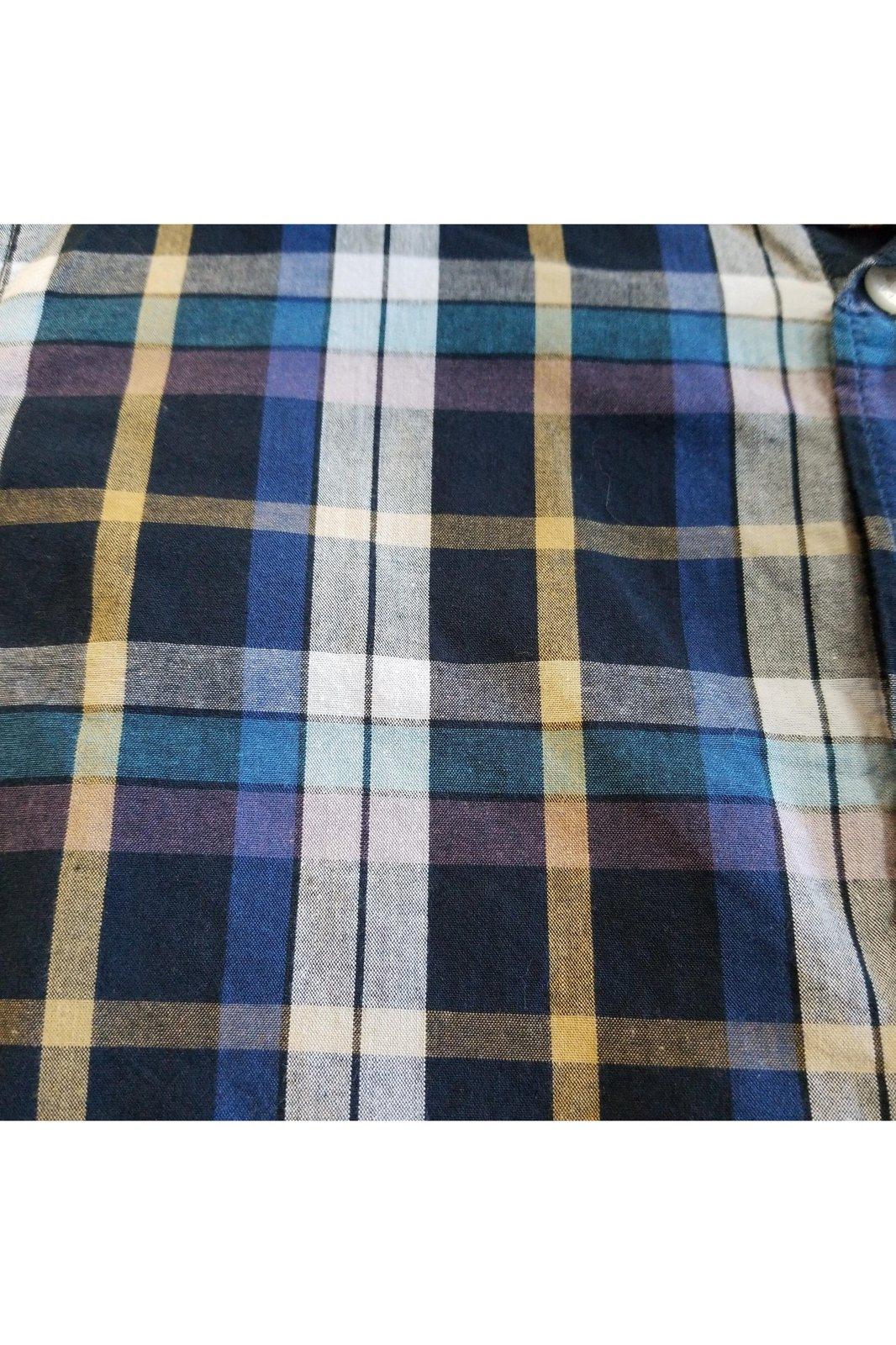 Old Navy boys plaid blue shirt sz L (10/12)