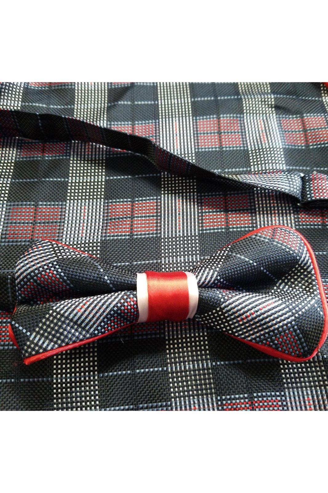 Unbranded men's custom blue and red bow tie and scarf
