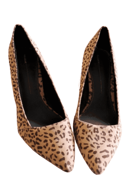 Preowned fashionable leopard fabric heels sz 38