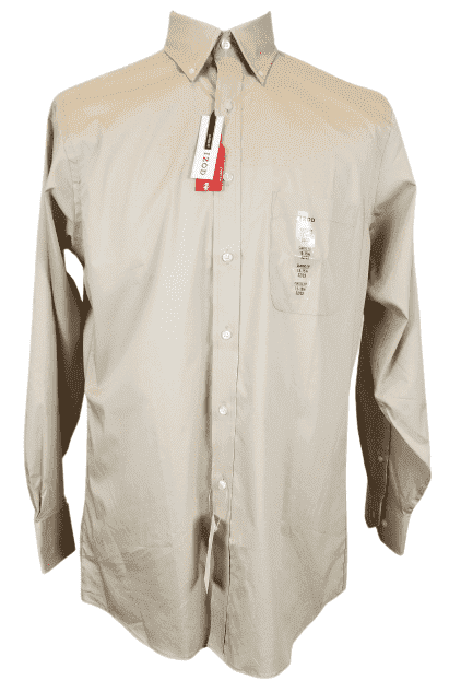  IZOD tan, button, long sleeve, shirt size 15-15.5