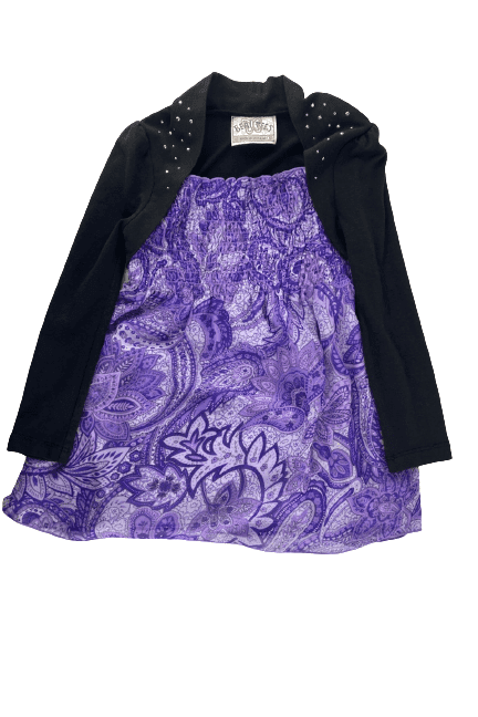 Beautees girls purple and black dress size 5