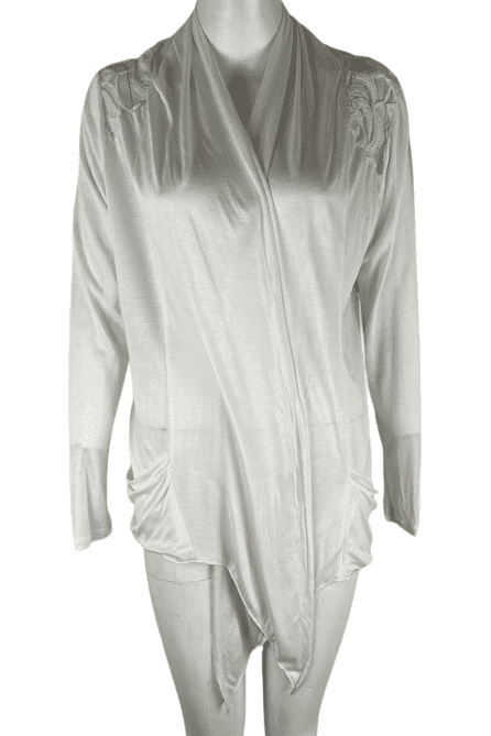Fasis by California Blue women's ivory shawl cardigan size L - Solé Resale Boutique thrift