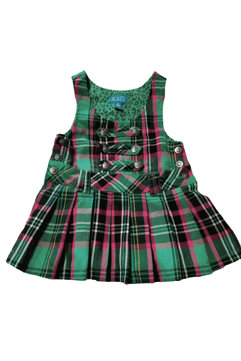 Children's Place green/pink/black dress jumper size 18mos
