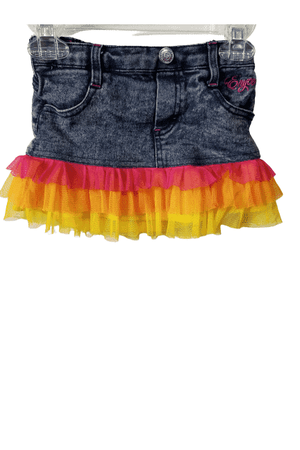 Preowned denim rainbow skirt by Enyce sz 3T