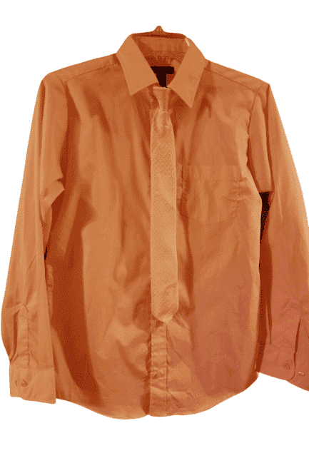 New boys button, peach shirt & tie by George sz XL, 14-16