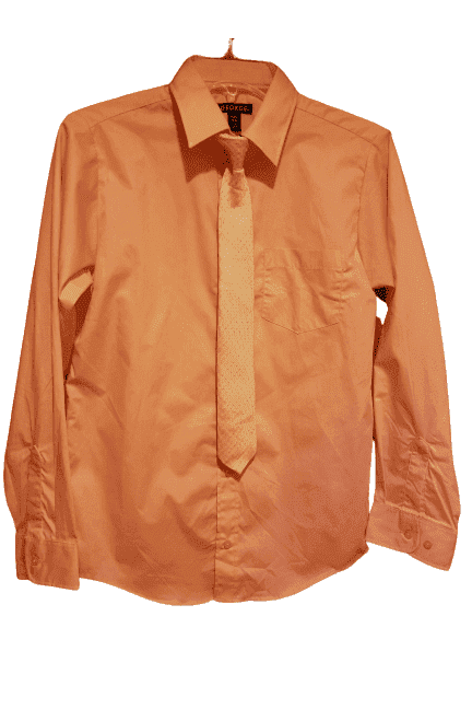 New boys button, peach shirt & tie by George sz XL, 14-16