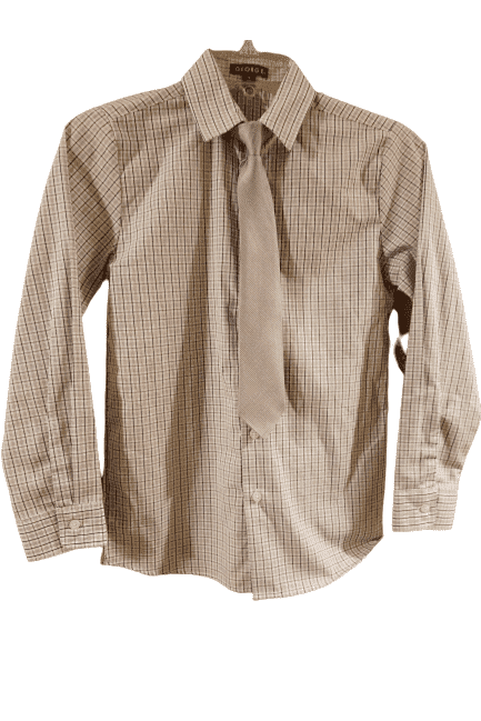 Nwt boys plaid, purple, button down shirt and tie by George sz 12