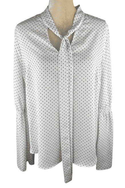Worthington women's black and white polka dot blouse size L