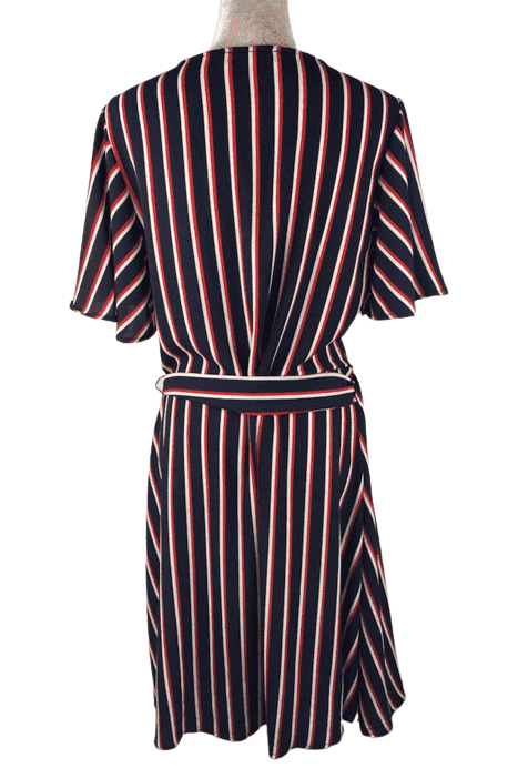 FTF Fashion to Figure women's blue, red, white stripe wrap dress size 1