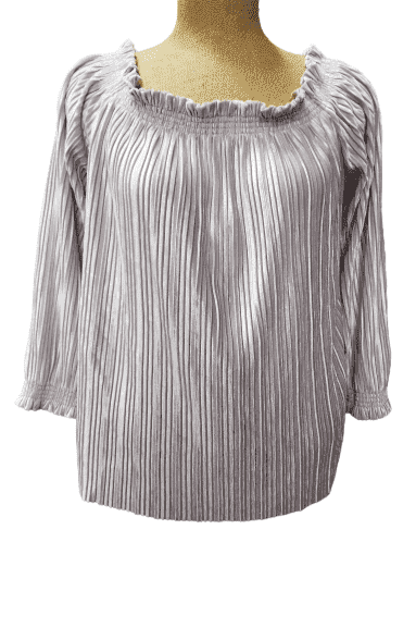 Banana Republic women's champagne shimmer, pleated blouse size L - Solé Resale Boutique thrift