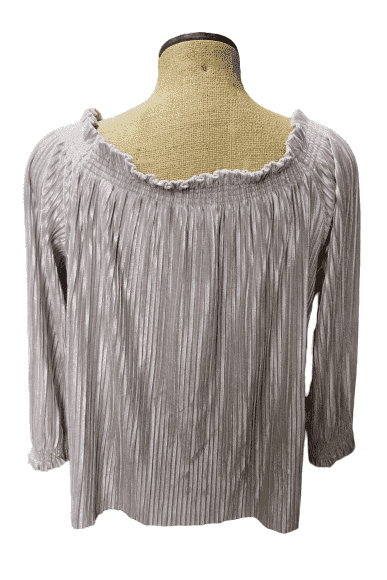Banana Republic women's champagne shimmer, pleated blouse size L - Solé Resale Boutique thrift