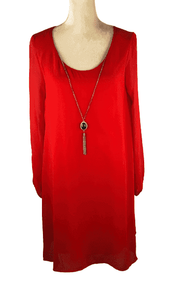 Tacera red dress with attached necklace sz S