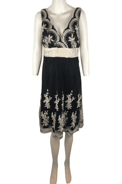 Donna Morgan black and cream women's cocktail dress size 12 - Solé Resale Boutique thrift