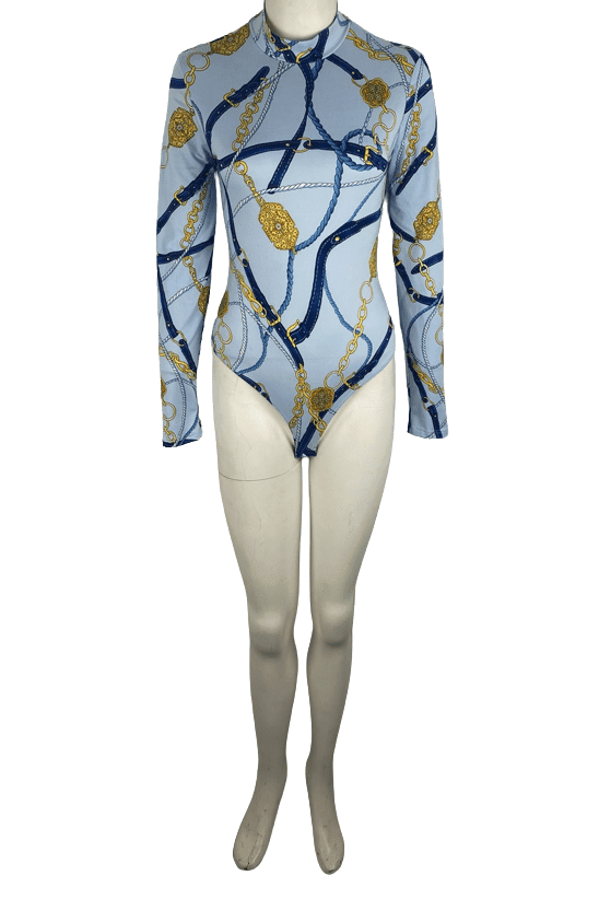 Iris women's blue graphic bodysuit size M