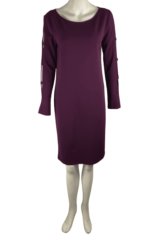 Nina Leonard women's purple long sleeve dress size S